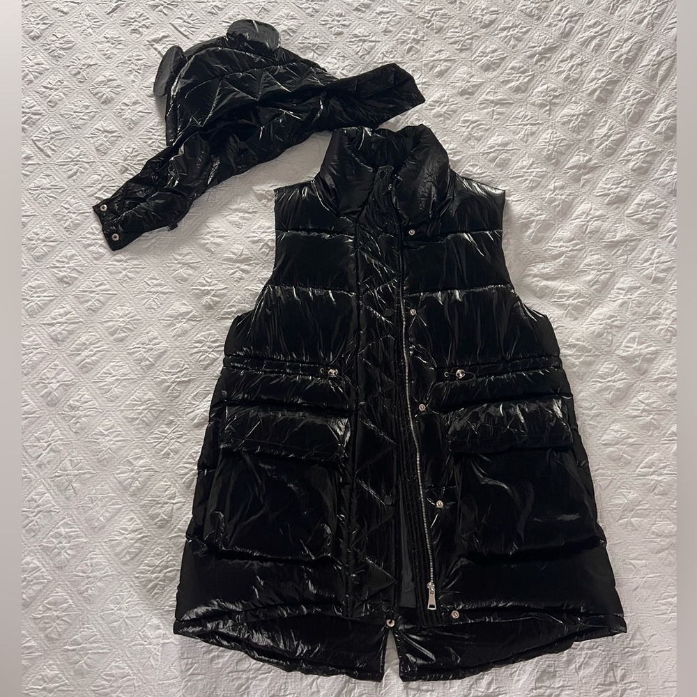 Black Puffer Vest with Detachable Hood